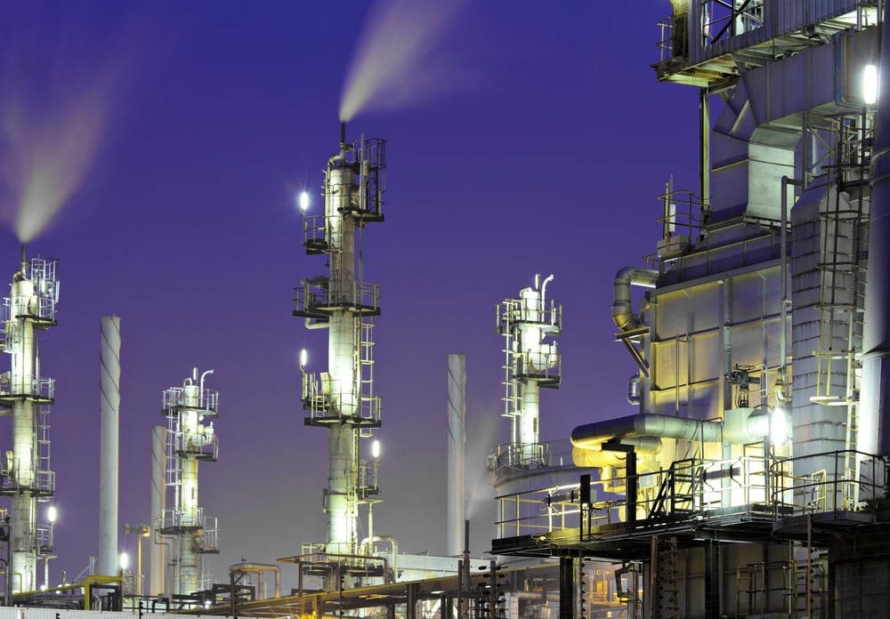 Oil refinery plant at night Oil refinery plant at night